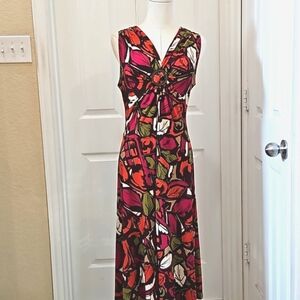 Evan Picone Floral Print Knot Front Midi Dress Size 4